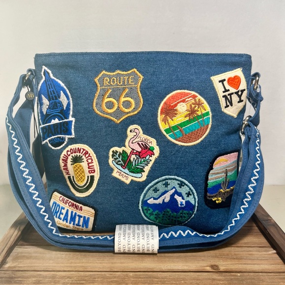 beyond tote travel bag America & Beyond Tote With Travel Patches